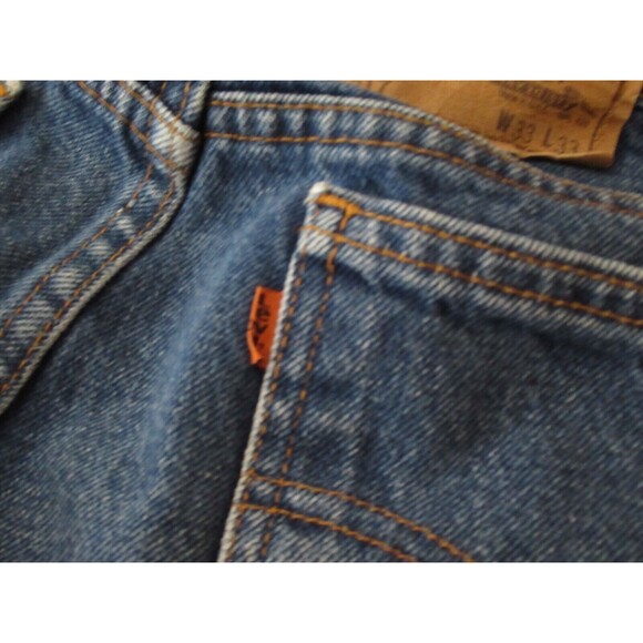 Vtg 90s Levis 517 Jeans Mens 32/33x33 Bootcut Orange Tab MADE IN USA Distressed - Picture 6 of 11